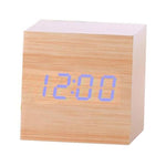 New Arrival Wooden LED Alarm Clocks Temperature Electronic Clock Digital Alarm Clock with Wooden Electronic LED Time Display 3 Dual Plus Alarm Cubic Small Mini Wood Made Electric Sounds Control Digital LED Display Desktop Calendar Table clock Stevvex
