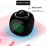 New Creative Attention Projection Digital Weather LCD Snooze Clock Projection Alarm Clock Wake Up Bedroom with Data and Temperature Display Talking Function LED Wall/Ceiling Projection Bell Alarm Display Backlight LED Projector Home Clock Timer Stevvex