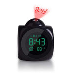 New Creative Attention Projection Digital Weather LCD Snooze Clock Projection Alarm Clock Wake Up Bedroom with Data and Temperature Display Talking Function LED Wall/Ceiling Projection Bell Alarm Display Backlight LED Projector Home Clock Timer Stevvex