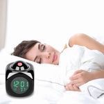 New Creative Attention Projection Digital Weather LCD Snooze Clock Projection Alarm Clock Wake Up Bedroom with Data and Temperature Display Talking Function LED Wall/Ceiling Projection Bell Alarm Display Backlight LED Projector Home Clock Timer Stevvex