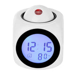 New Creative Attention Projection Digital Weather LCD Snooze Clock Projection Alarm Clock Wake Up Bedroom with Data and Temperature Display Talking Function LED Wall/Ceiling Projection Bell Alarm Display Backlight LED Projector Home Clock Timer Stevvex
