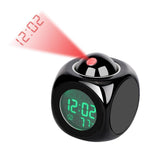 New Creative Attention Projection Digital Weather LCD Snooze Clock Projection Alarm Clock Wake Up Bedroom with Data and Temperature Display Talking Function LED Wall/Ceiling Projection Bell Alarm Display Backlight LED Projector Home Clock Timer Stevvex