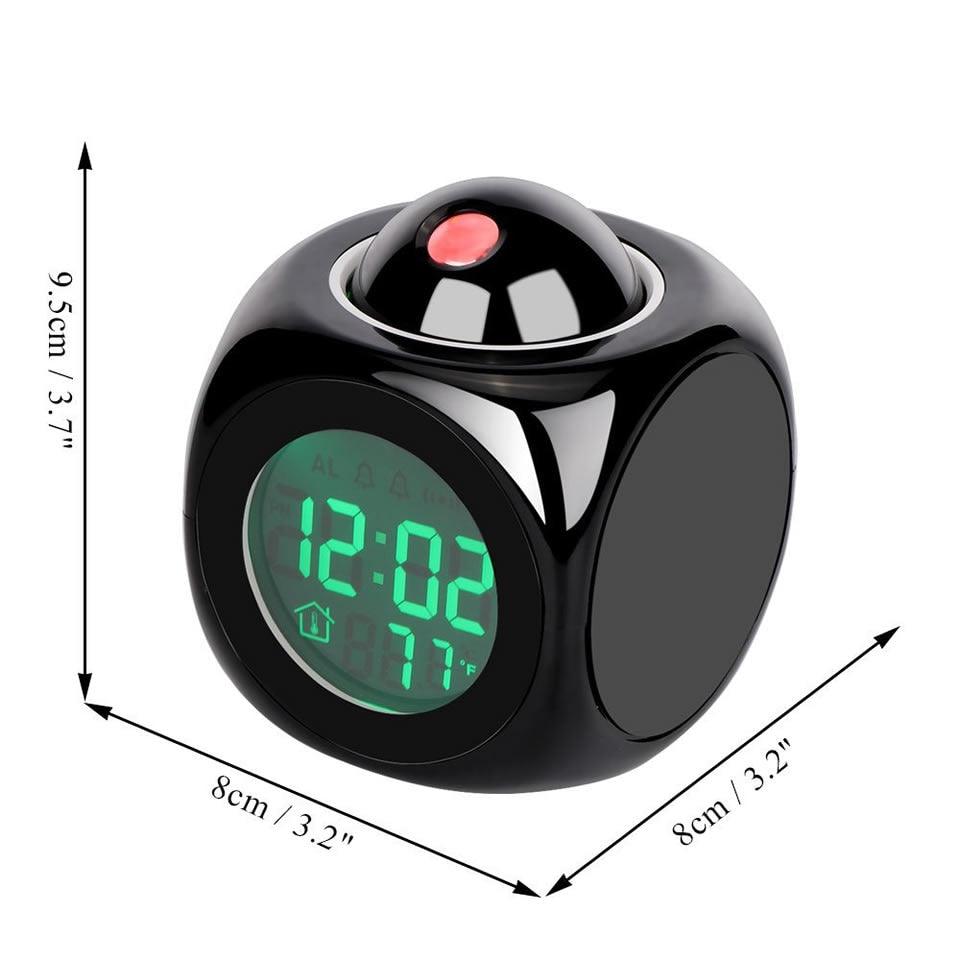 New Creative Attention Projection Digital Weather LCD Snooze Clock Projection Alarm Clock Wake Up Bedroom with Data and Temperature Display Talking Function LED Wall/Ceiling Projection Bell Alarm Display Backlight LED Projector Home Clock Timer Stevvex