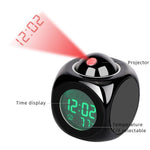 New Creative Attention Projection Digital Weather LCD Snooze Clock Projection Alarm Clock Wake Up Bedroom with Data and Temperature Display Talking Function LED Wall/Ceiling Projection Bell Alarm Display Backlight LED Projector Home Clock Timer Stevvex