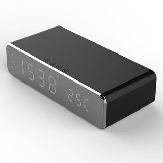 New Electric LED Alarm Clock With Mobile Phone Wireless Charger HD Clock Digital Alarm Clock with Wireless Charging 3 Alarms LED Display Sound Control and Snooze Dual for Bedroom Bedside Office Mirror With Time Memory Digital Thermometer Clock Stevvex