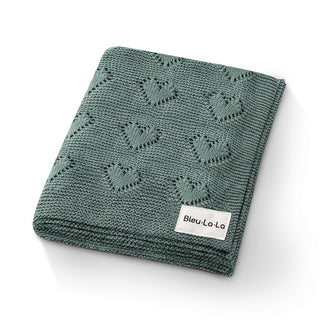 100% Cotton Luxury Knit Heart Swaddle Baby Blanket