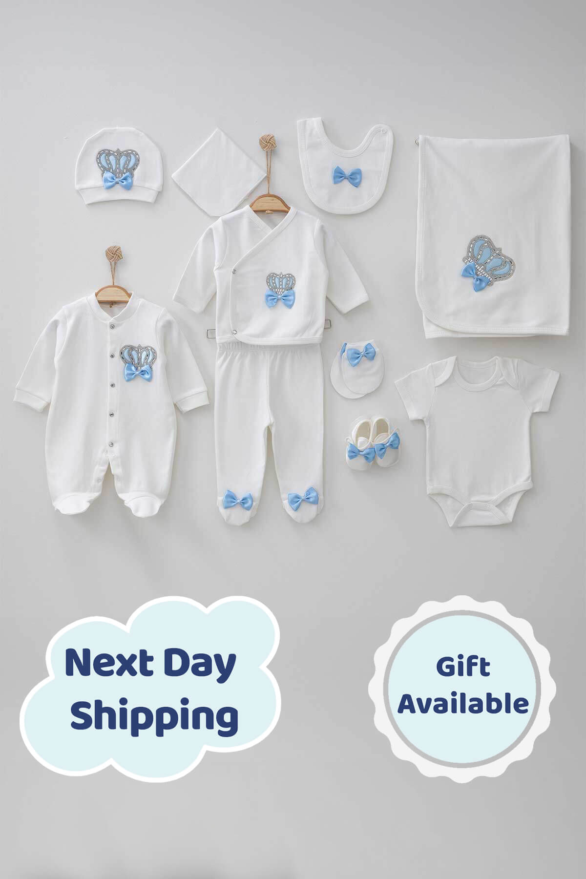 Henry Baby Blue Newborn Coming Home Set (10 pcs) - By Baano