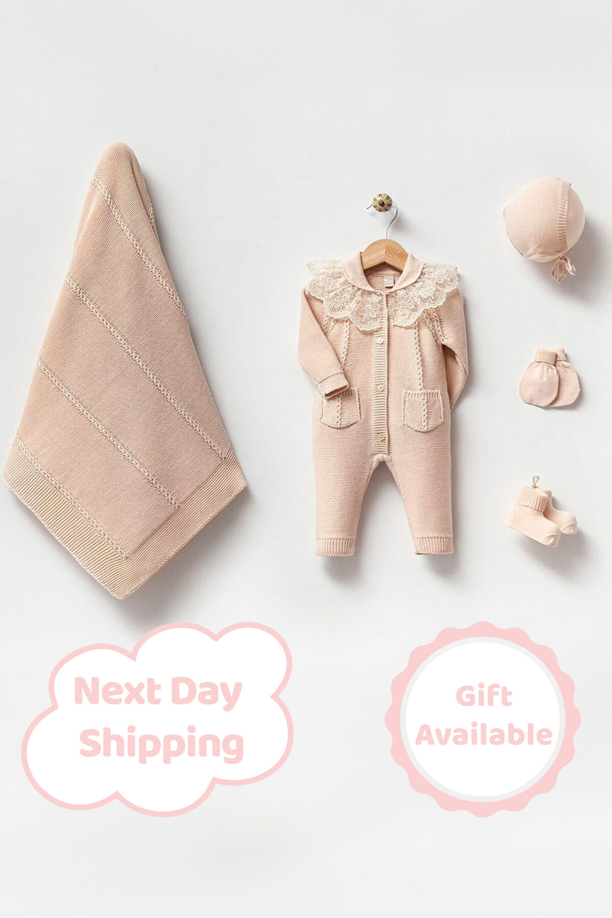 Adrian Beige Knit Newborn Coming Home Set (5 pcs) - By Baano