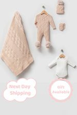 Daniel Beige Newborn Knit Coming Home Set (5 pcs) - By Baano