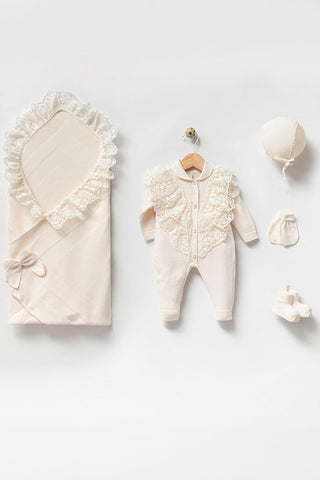 Eva Cream Newborn Knitwear Coming Home Set (5 pcs)