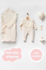 Eva Cream Newborn Knitwear Coming Home Set (5 pcs) - By Baano