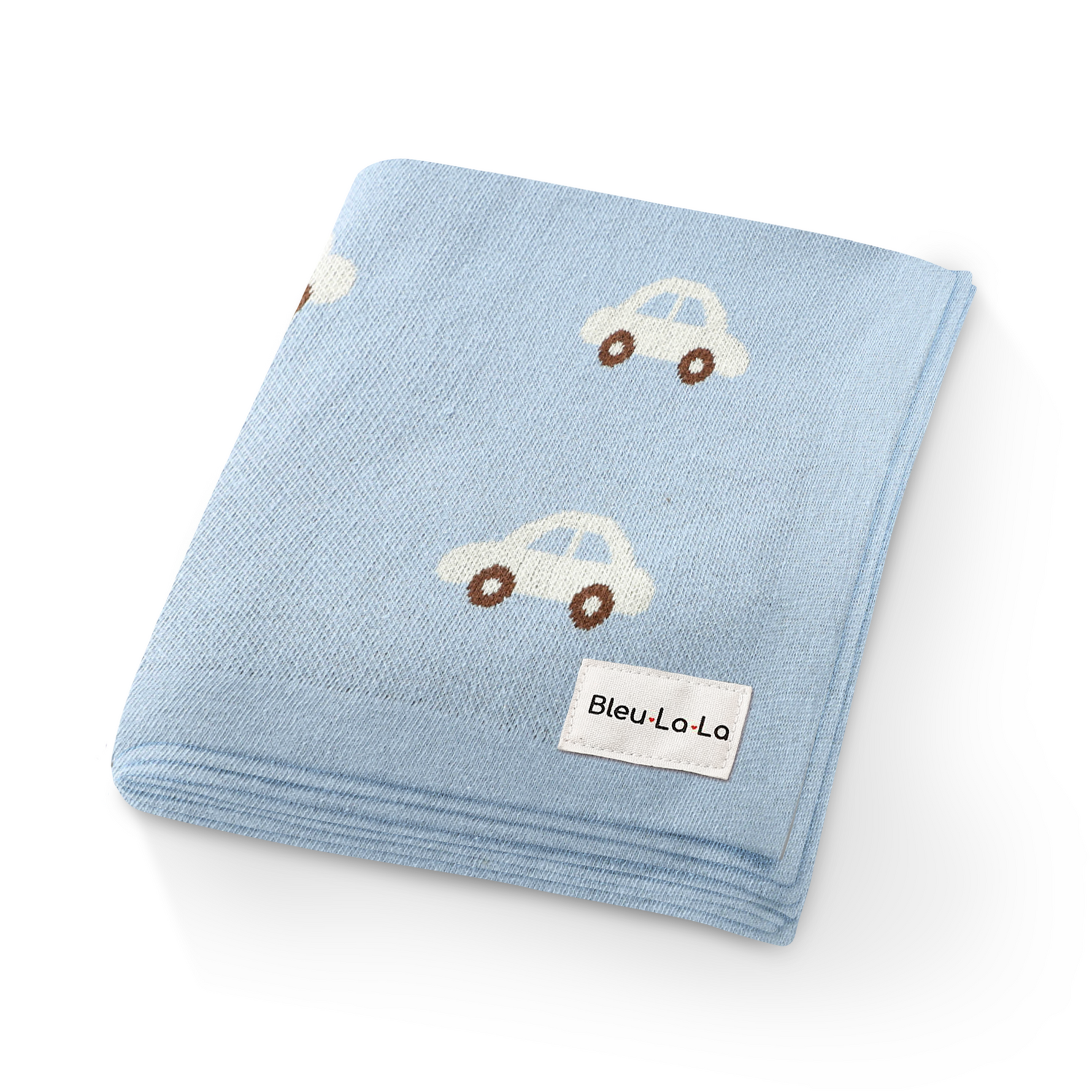Whimsy Collection - Luxury 100% Cotton Knit Swaddle Baby Blanket Bleu La La