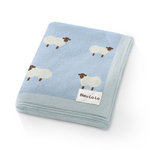 Whimsy Collection - Luxury 100% Cotton Knit Swaddle Baby Blanket Bleu La La
