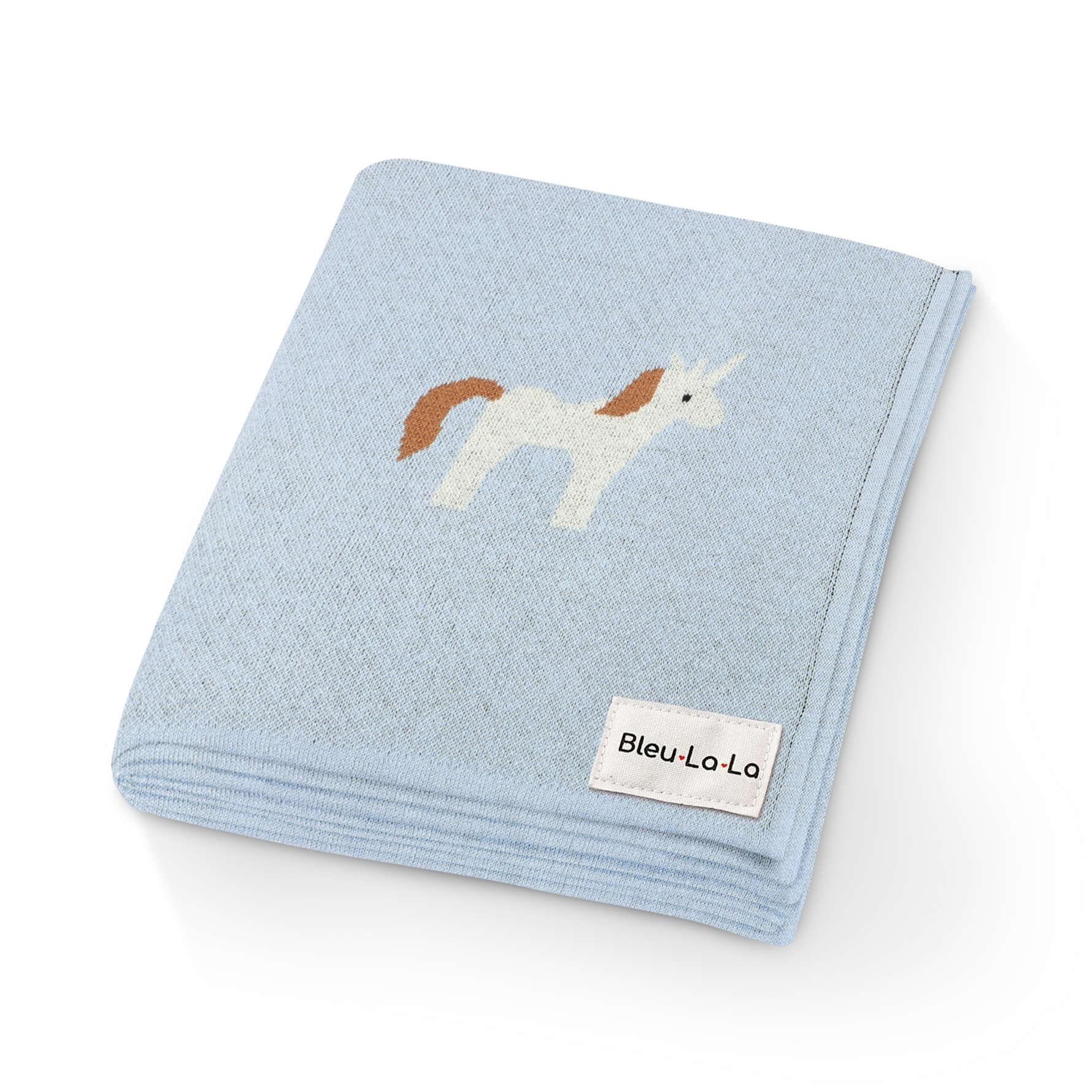 Whimsy Collection - Luxury 100% Cotton Knit Swaddle Baby Blanket Bleu La La