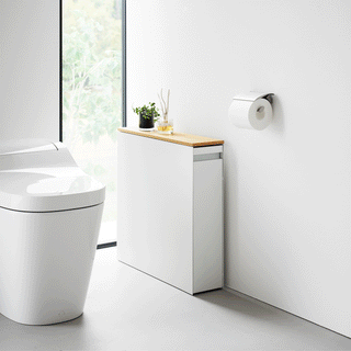 Pull-Out Bathroom Storage Cabinet - Steel + Wood - By Baano