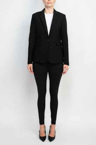 Zac & Rachel notched collar long sleeve one button closure scuba crepe blazer - By Baano