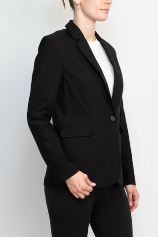 Zac & Rachel notched collar long sleeve one button closure scuba crepe blazer - By Baano