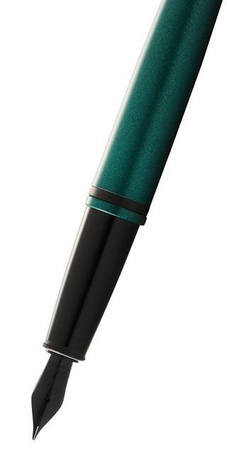 Calais™ Matte Green and Black Lacquer Fine Nib Fountain Pen - By Baano