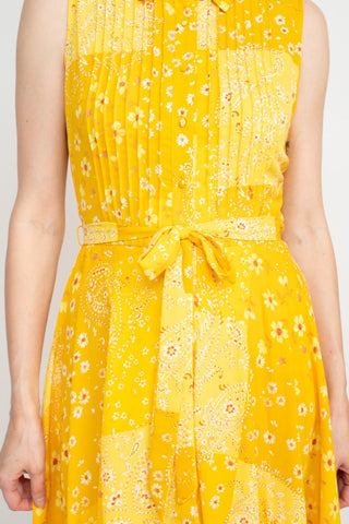 Nanette Lepore Collared Pleated Front Tie Waist Multi Print A - Line Crepe Dress - Glamourous Grace
