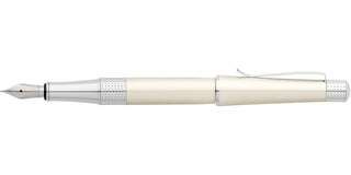 Beverly Pearlescent White Lacquer Medium Nib Fountain Pen - By Baano