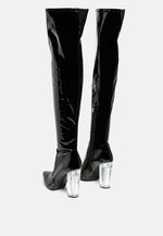 Noire Thigh High Long Boots In Patent Pu