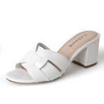Chic Nori | White Sandals with open toe and crisscross straps, perfect for casual or dressy looks in women's footwear.
