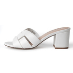 Nori | White Sandals by J.Adams featuring a woven strap design and block heel, ideal for summer fashion in the shoes category.