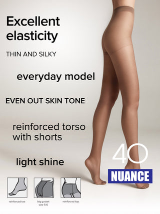 Tights Conte Nuance 40 Den - Reinforced Shorts - By Baano