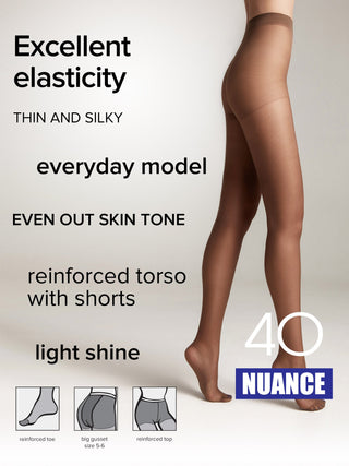 Tights Conte Nuance 40 Den - Reinforced Shorts - By Baano