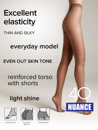 Tights Conte Nuance 40 Den - Reinforced Shorts - By Baano