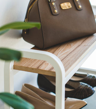 Shoe Organizer & Bench (18" H)  - Steel + Wood - By Baano