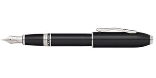 Peerless™ Obsidian Black Lacquer with Platinum Plated Appointments and Rhodium Plated 18KT Solid Gold Medium Nib Fountain Pen - By Baano