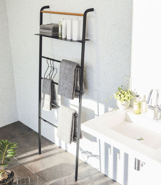 Leaning Storage Ladder With Shelf (63" H)  - Steel - By Baano