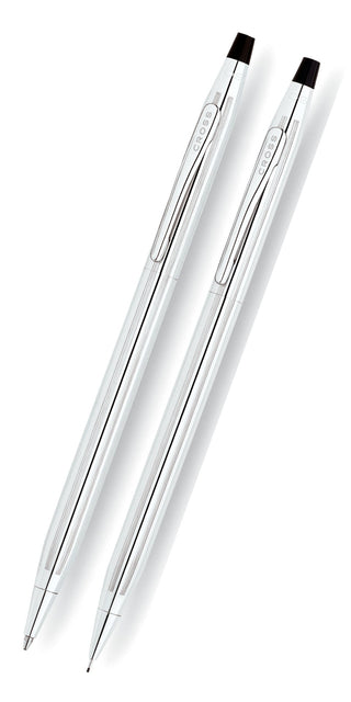Classic Century® Lustrous Chrome Pen and Pencil Set - By Baano