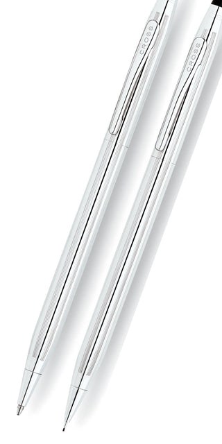 Classic Century® Lustrous Chrome Pen and Pencil Set - By Baano