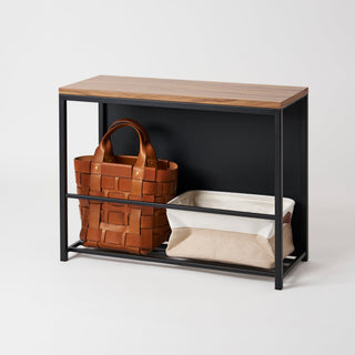 Entryway Storage Organizer & Bench (18" H)  - Steel + Wood - By Baano