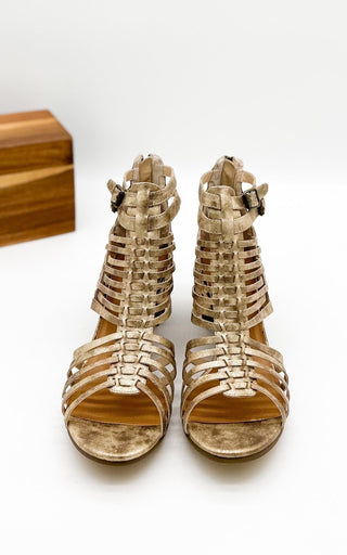 Ofanto Heeled Sandal in Gold Naughty Monkey