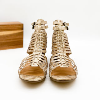 Ofanto Heeled Sandal in Gold Naughty Monkey