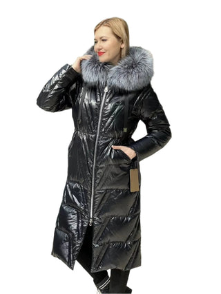 Genuine Silver Fox Fur Down Fill Coat - By Baano