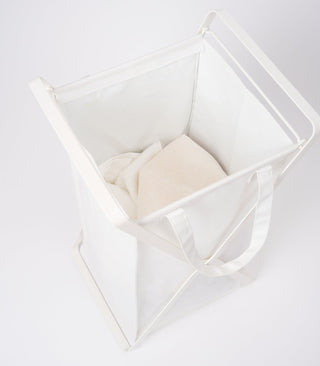 Laundry Hamper with Cotton Liner - Two Sizes - Steel + Cotton - By Baano