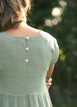 Olivia Green A-line Striped  Midi Dress