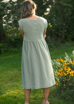 Olivia Green A-line Striped  Midi Dress