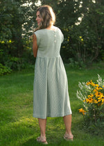 Olivia Green A-line Striped  Midi Dress