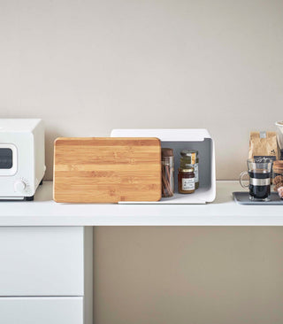 Bread Box with Cutting Board Lid - Steel + Wood - By Baano