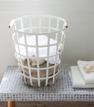 Wire Basket (18" H)  - Steel + Wood - By Baano