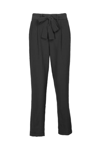 Premise Mid Waist Belt Hoop Tie Waist Pockets Solid Stretch Crepe Pants - Glamourous Grace