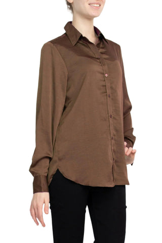 M Magaschoni Collar Neck Long Sleeve Front Button Detail Silk Top - Glamourous Grace