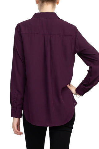 M Magaschoni Collar Neck Long Sleeves Front Button Detail Top - Glamourous Grace