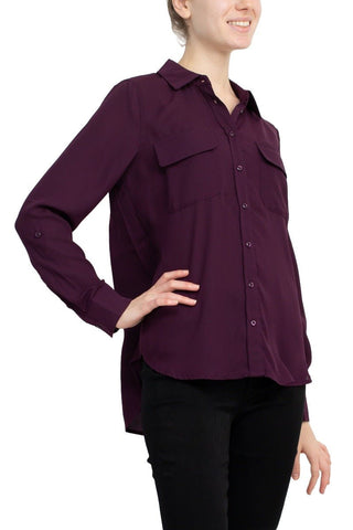 M Magaschoni Collar Neck Long Sleeves Front Button Detail Top - Glamourous Grace