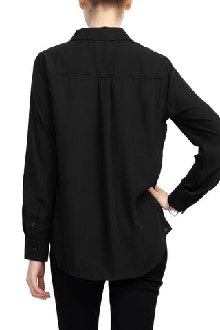 M Magaschoni Collar Neck Long Sleeves Front Button Detail Top - Glamourous Grace